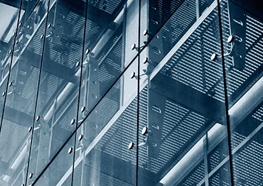 Structural glazing detail on a commercial glass facade